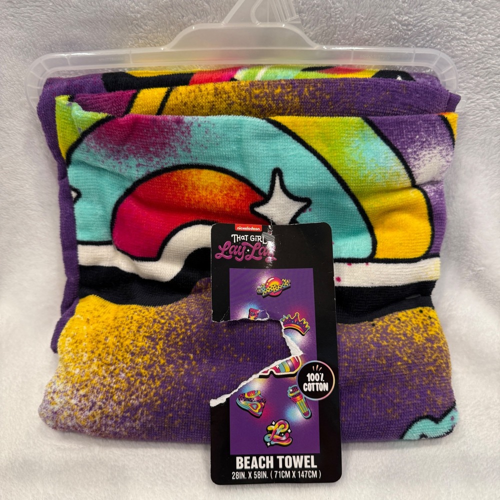 Nickelodeon That Girl Lay Lay‎ Beach Towel 100% Cotton 28x58 Purple Rainbow New